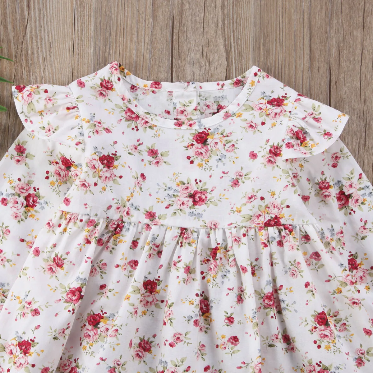 Одежда для новорожденных девочек с цветочным принтом длинным рукавом и круглым