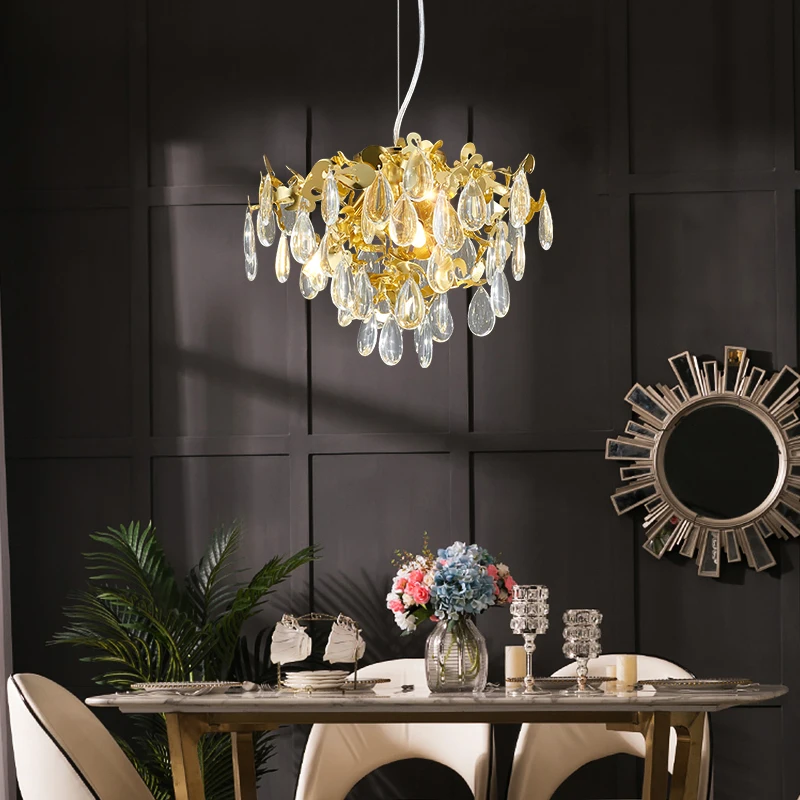 

Modern Light Luxury Chandelier Lighting LED Crystal Chandeliers Home Living Room Decorative Light Lobby Dining Room Hang MJ1121