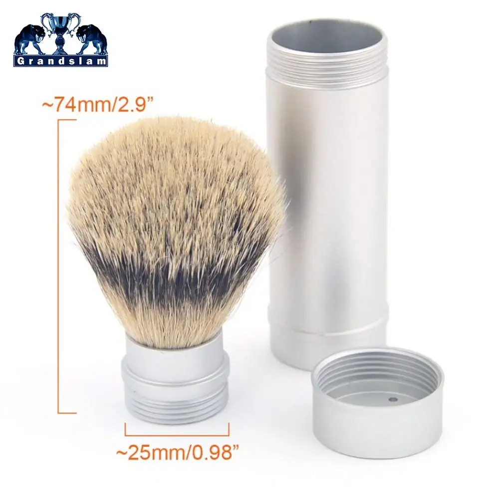 Men's Travel Silvertip Shaving Brush Customized Persional Beard Cleaning Aluminum Tube Handle Case Lightweight | Красота и