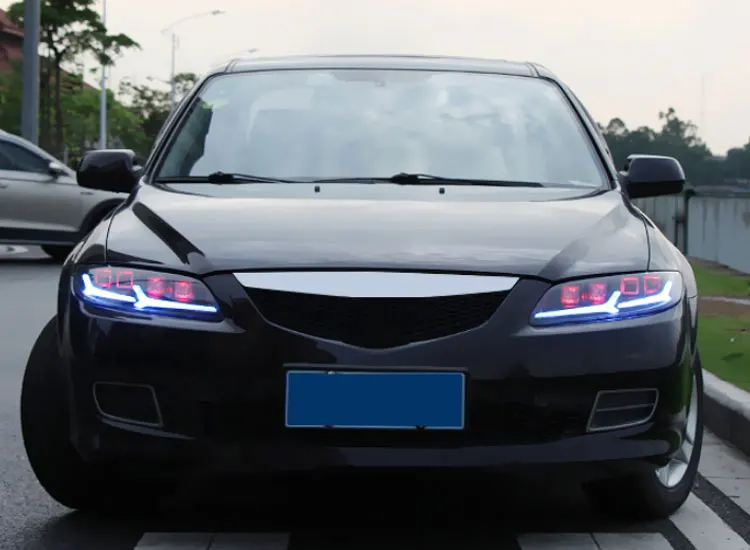 2 шт. автомобильный стиль все-светодиодный фары для Mazda 6 2003-2008 для 6 Головной фонарь светодиодный DRL Объектив двойной луч H7 HID Xenon bi xenon объектив