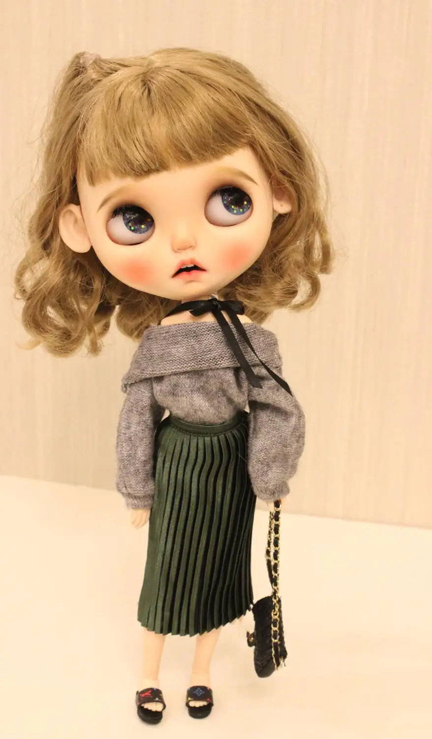 Одежда для кукол Blythes Ob24 qiu dong day простое и универсальное платье плиссированная