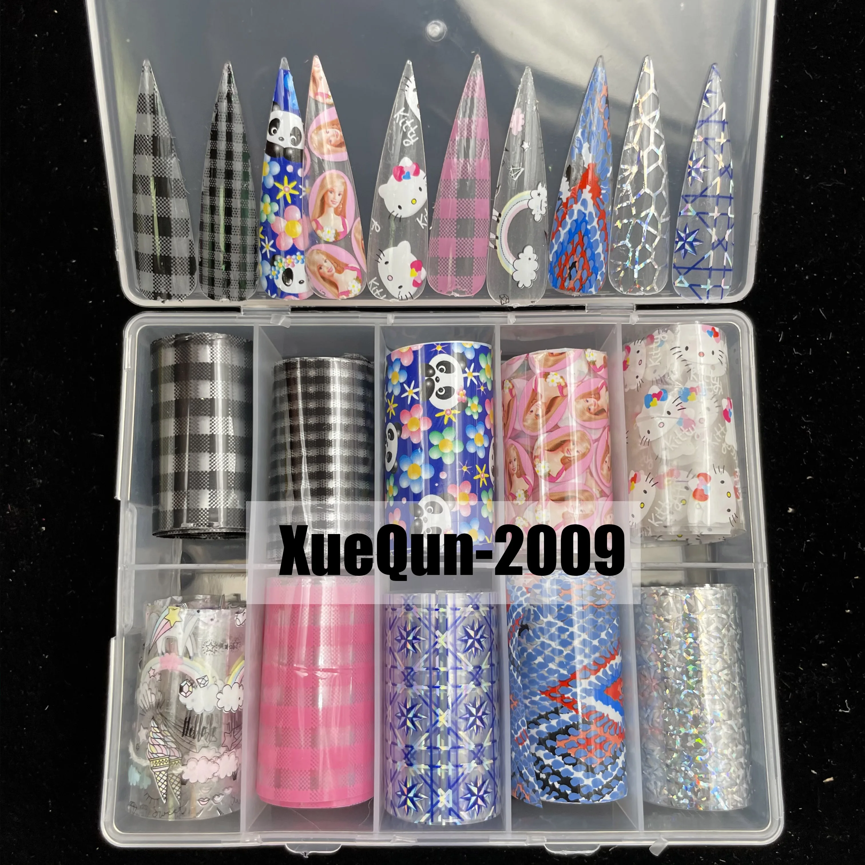 

XueQun 4*100 см клетчатая мультипликационная Фольга для ногтей