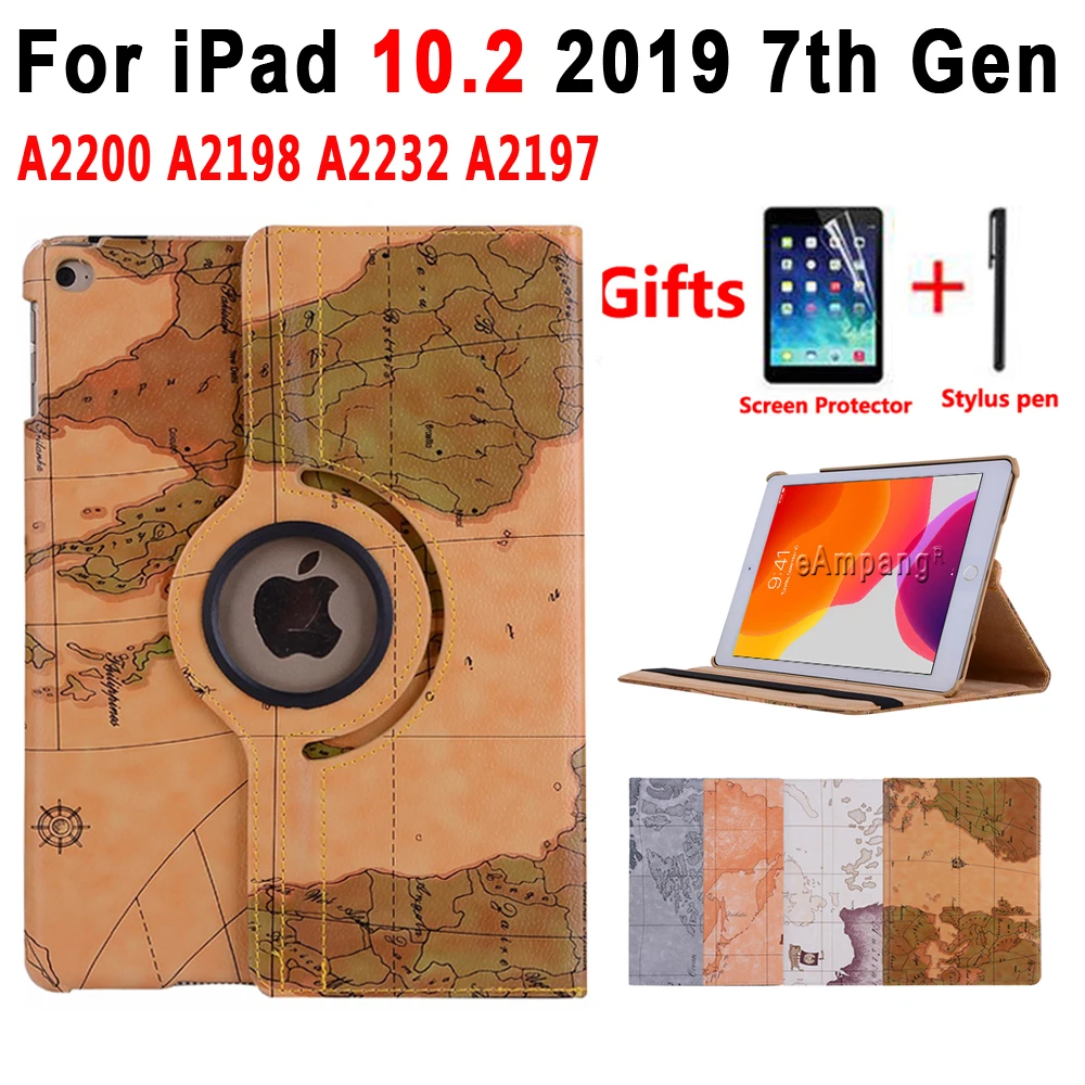 Вращающийся чехол с картой для Apple iPad 10 2 2019 7 го поколения A2197 A2200 A2198 A2232 смарт +