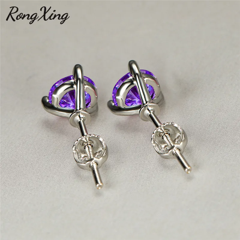 RongXing очаровательные фиолетовые кристаллические 3 когтя круглые циркониевые