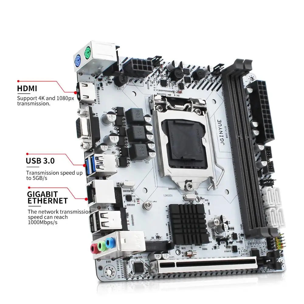 jginyue b85 motherboard lga 1150 set kit with cooling fan intel core i5 4690 cpu ddr3 8gb 24g ram mini plate b85i plus free global shipping