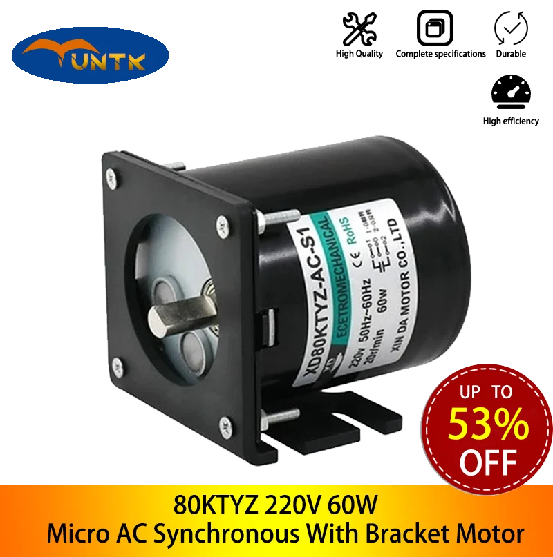 

68KTYZ Micro Low Speed Permanent Magnet Synchronous 28W 220V AC Eccentric Output Axis With Bracket Gear Reducer Motor