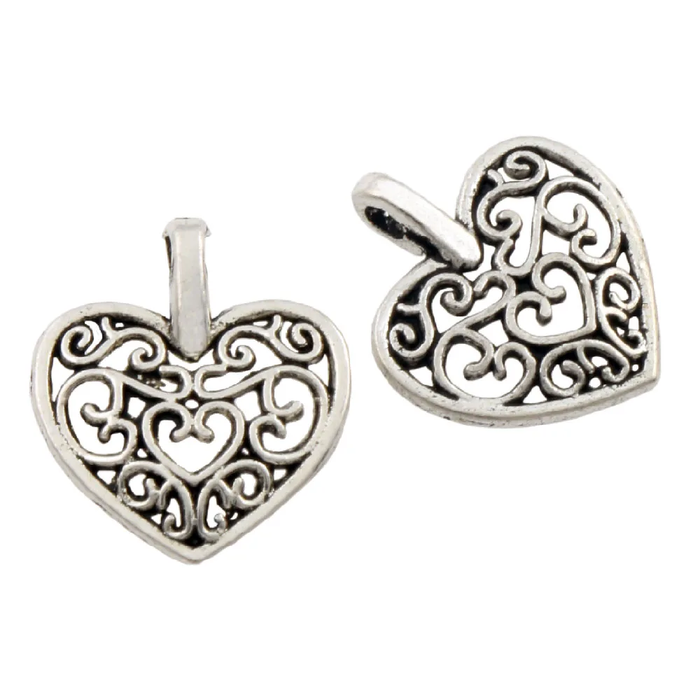 

Filigree Heart Spacer Beads 14.5x14.5MM 56pcs zinc alloy Pendant For Making Bracelet And Necklace Lead And Nickel Free L1660