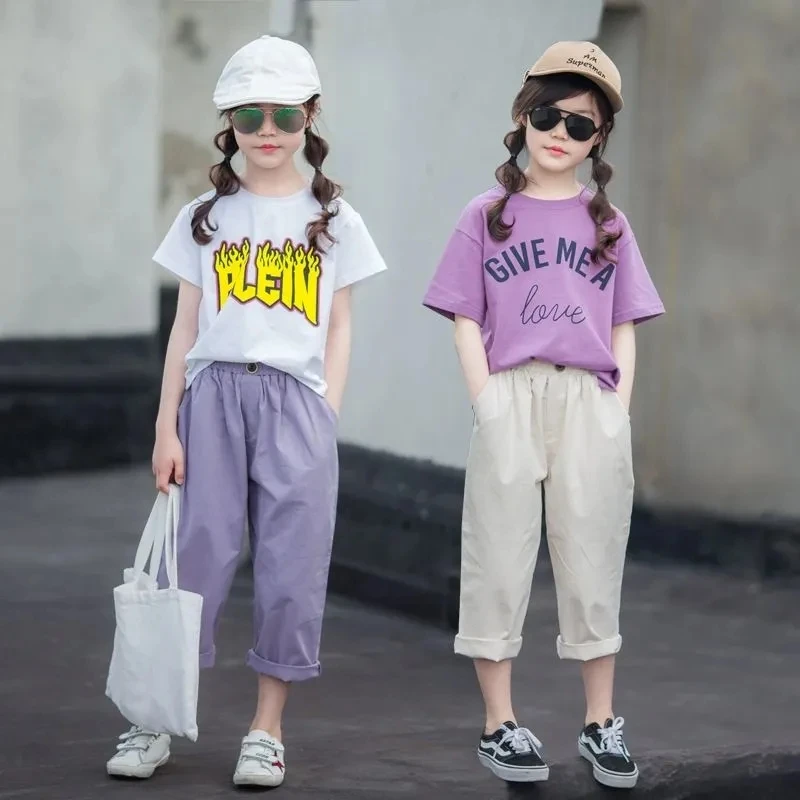

Summer Baby Girls Clothes Sets short sleeves T-shirt + Pants 2PCS Fashion Children's Clothing Suits Kids Outfits 7 8 10 12 Year
