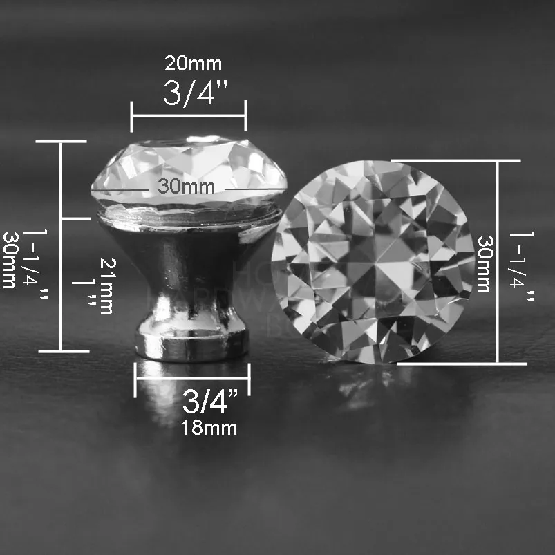 6 шт. Хрустальные Ручки для ящика 30 мм ручка кухонного шкафа Розовый стеклянный