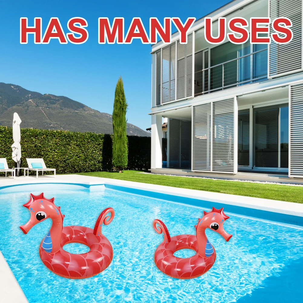

Red Seahorse Inflatable Swimming Pool Hippocampus Ring Beach Rescue Float PVC Lifebuoy Beach Bed for Adults Child Party Toys