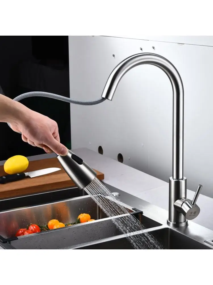 

US/UK/RU/EU/AU Stainless Steel Bathroom Kitchen Basin Faucet Pull Out Sink Tap E5BE