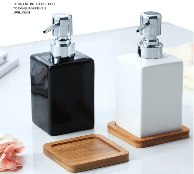 

320ml Ceramic Liquid Soap Dispenser for Kitchen Bathroom Home Decoration Hand Soap Bottle Pressing Shower Gel Toothbrush Holder