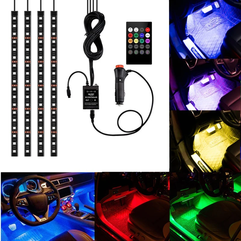 

Цветная (RGB) светодиодный Автомобильный ножной светильник окружающей среды напольный светильник сигареты светильник er подключить нескольк...