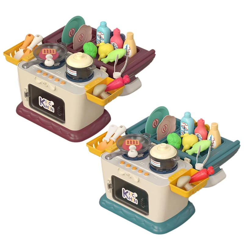 

21 шт. кухонные комплекты для малышей ролевые игры кухня Playset игрушка с огнями и звуки игры печь для умывальника, игрушки для мальчиков и дево...