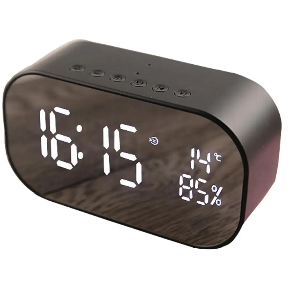

S2 Portable Wireless Speaker Column Subwoofer Music Sound Box LED Time Snooze Alarm Clock For Laptop Phone