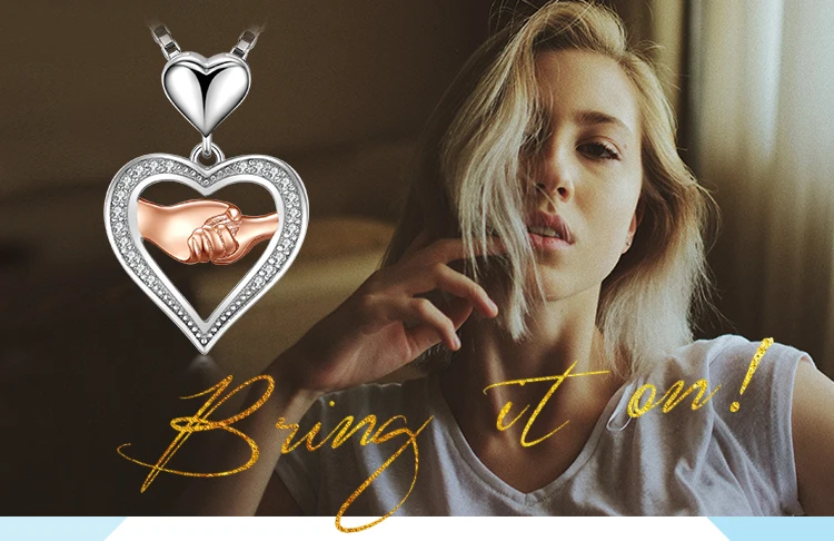 Ожерелье с подвеской Love Hand to HandSilver из стерлингового серебра 925 пробы Серебряное колье эффектное ожерелье женское сере