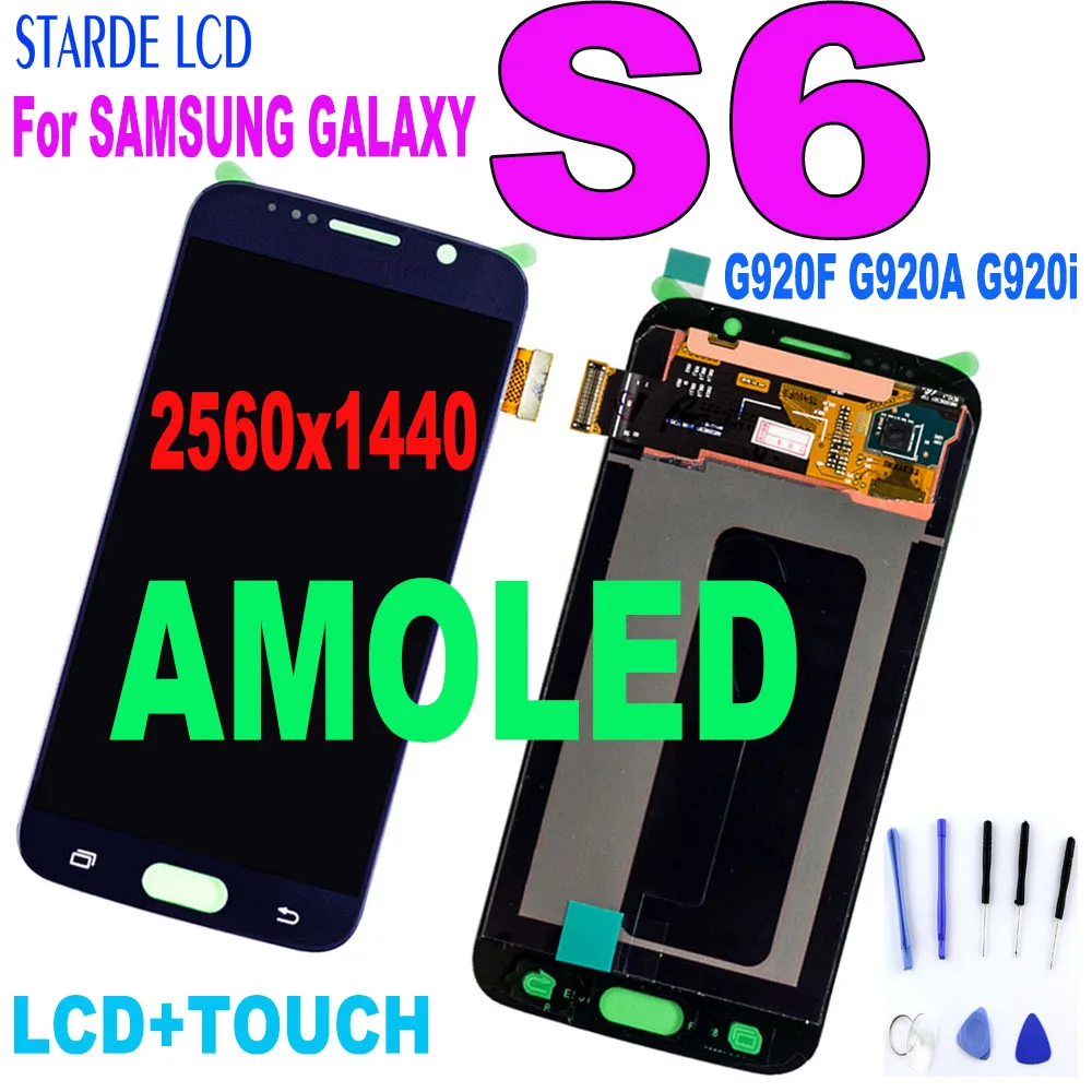 100% протестированный для Samsung Galaxy S6 G920 G920F G920i ЖК дисплей с сенсорным экраном и