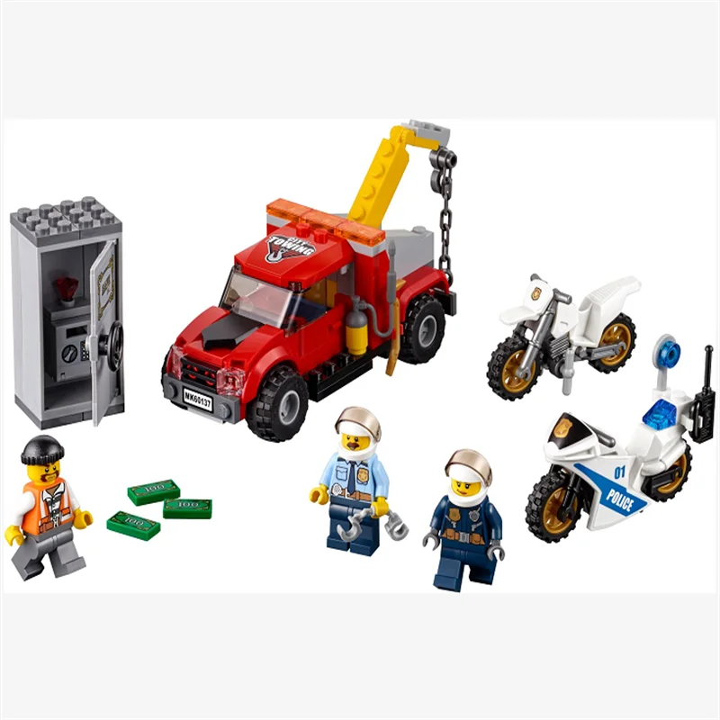 

158pcs 10655 City Police Series Tracking Heavy Trailer 60137 Boy Assembled Building Block Toy Gifts