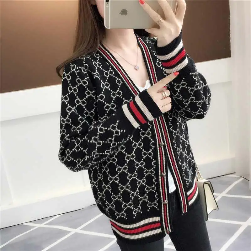 

Sweater cardigan women's spring clothing 2021 new knitted sweater coat small shawl fashion with loose Korean version