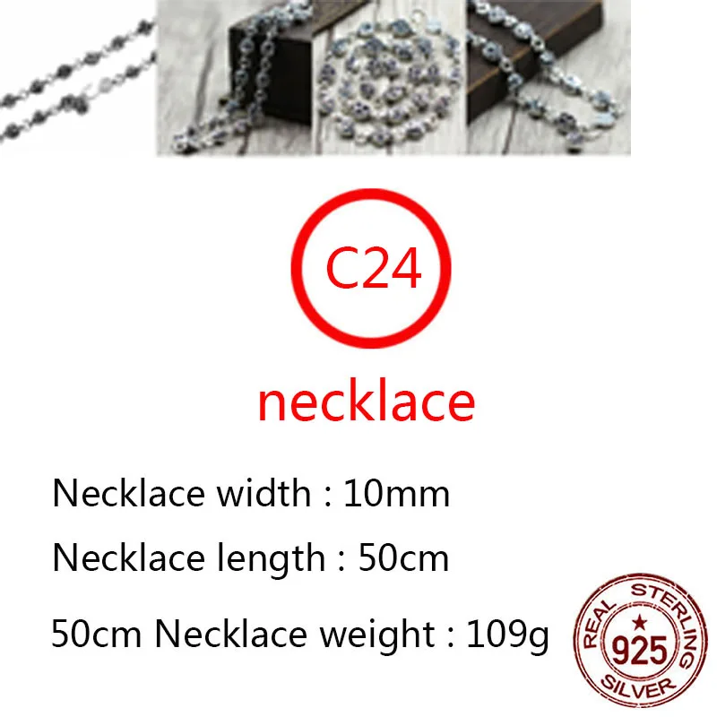 

C24 S925 Sterling Silver Necklace Personality Fashion Simple Punk Hip-hop Style Cross Anchor Heart Shaped Bead Shape Sweater hot