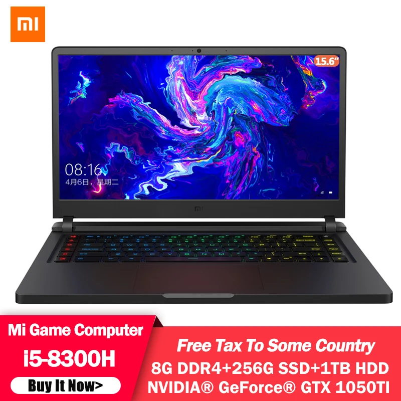 Оригинальный игровой ноутбук Xiaomi Mi 15 6 дюймов GTX 1050Ti 8G i5 8300H 8th улучшенный SSD 256G + ТБ