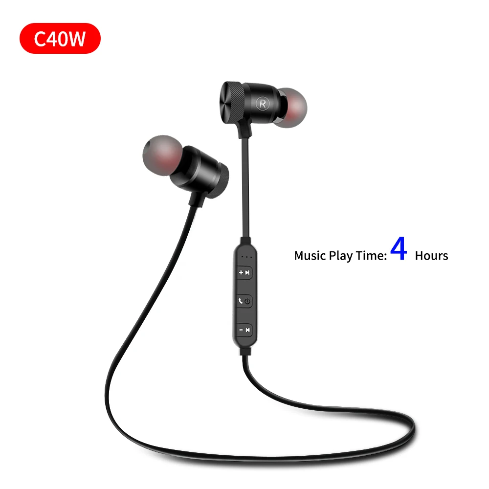 FBYEG C10 C40W Bluetooth наушники беспроводные наушники спортивные Bluetooth гарнитура наушники магнитные наушники с микрофоном для телефона - Цвет: C40W-4H