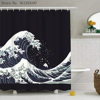 japanese bath shower curtain the great wave off kanagawa shower curtain with hooks sea wave pattern waterproof bathroom curtain