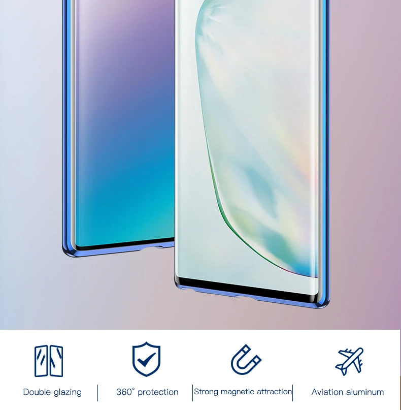 Магнитный металлический стеклянный чехол для телефона samsung Galaxy Note 10, 9, 8, S10, E, 5G, S9, S8 Plus, защитный чехол на магните