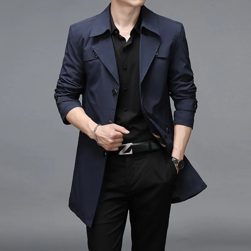 

New long windbreaker men's business quality men's windbreaker jacket