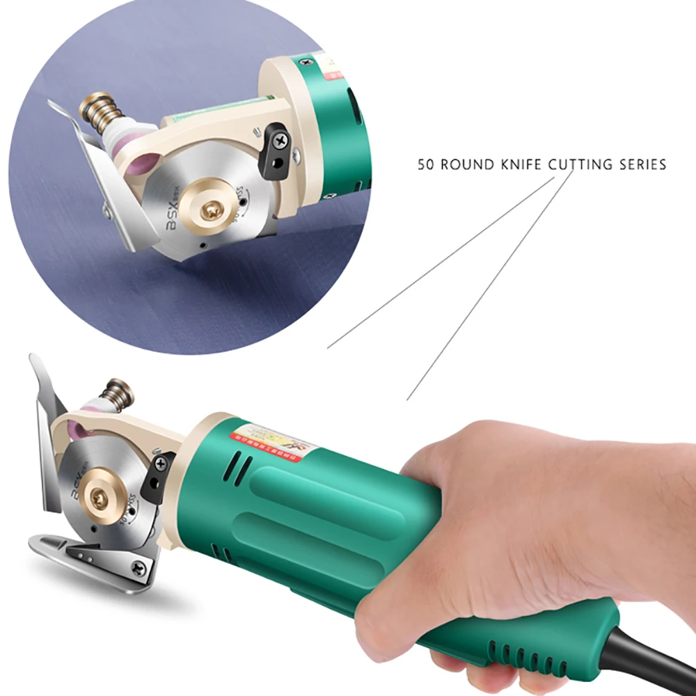 

Electric Round Knife Cutting Machine Clothing Leather Cutter Cutting Thickness 1.5CM 56W With 50MM Alloy Steel Knife