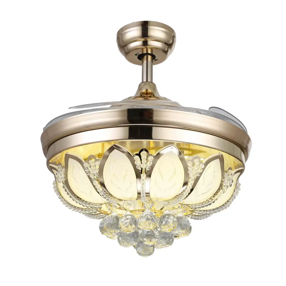 

LED Crystal Ceiling Fan Light Dimmable Remote Control Ceiling Lamp Electric Fan Indoor Lighting Decor Luminaria 110V 36 Inch