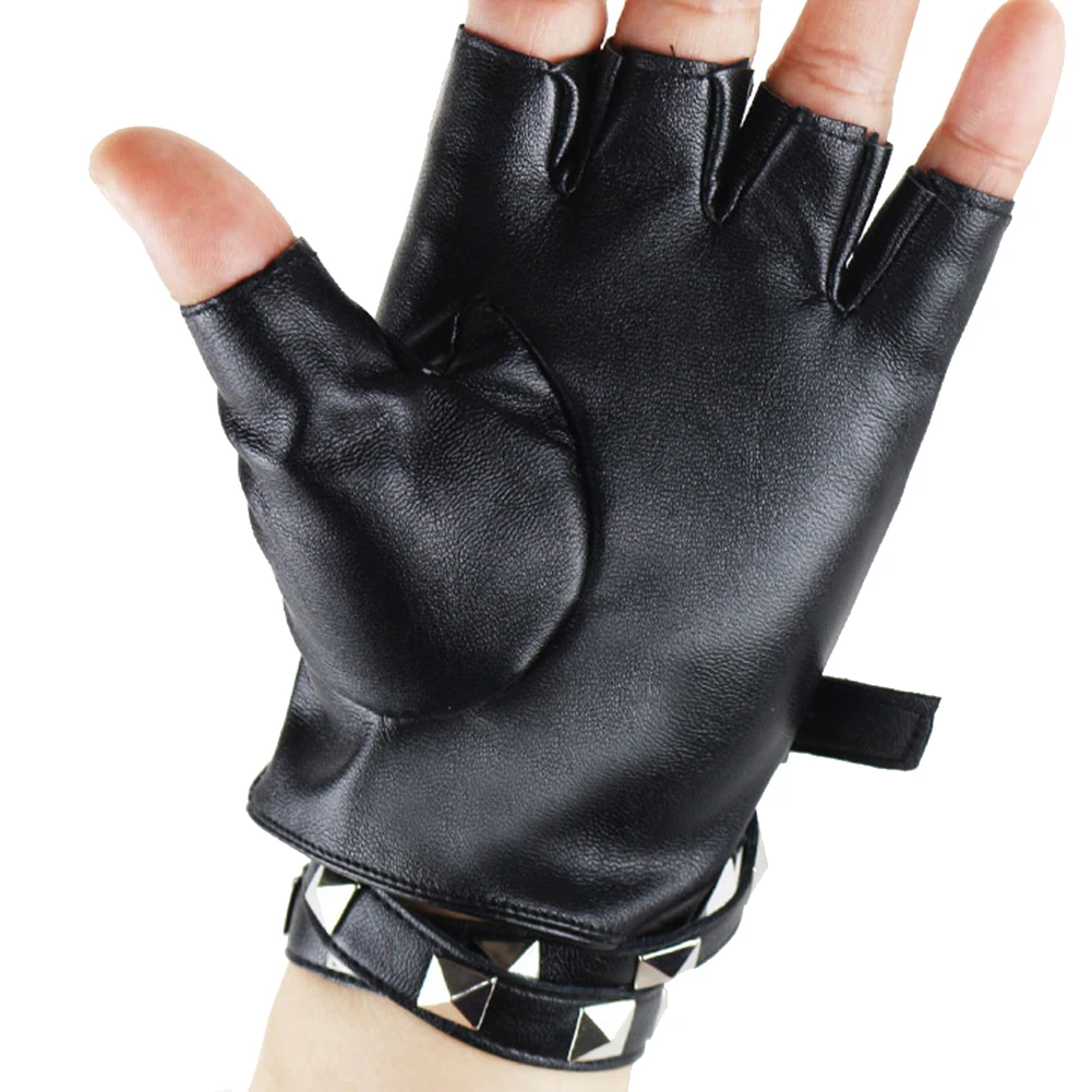 1 пара панк женщин заклепки половина пальца из искусственной кожи для мотоцикла