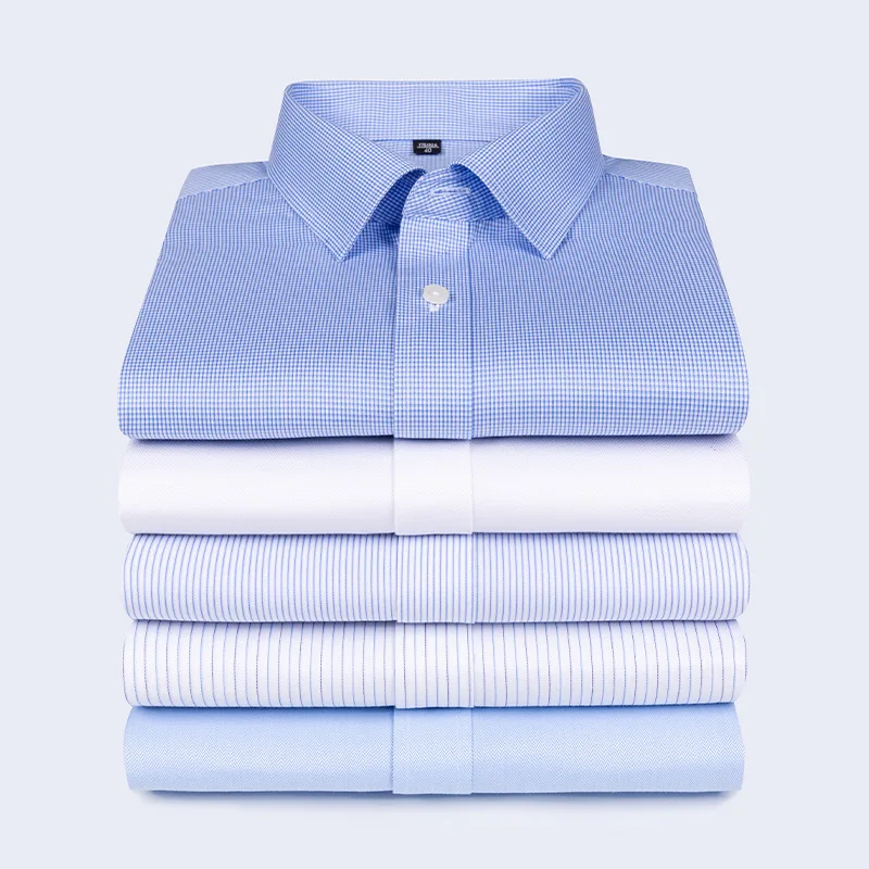 Summer New Style Cotton Striped Plaid Shirt For Men Pure Color Short Sleeve Men's Business Fashion Wear Tops | Мужская одежда