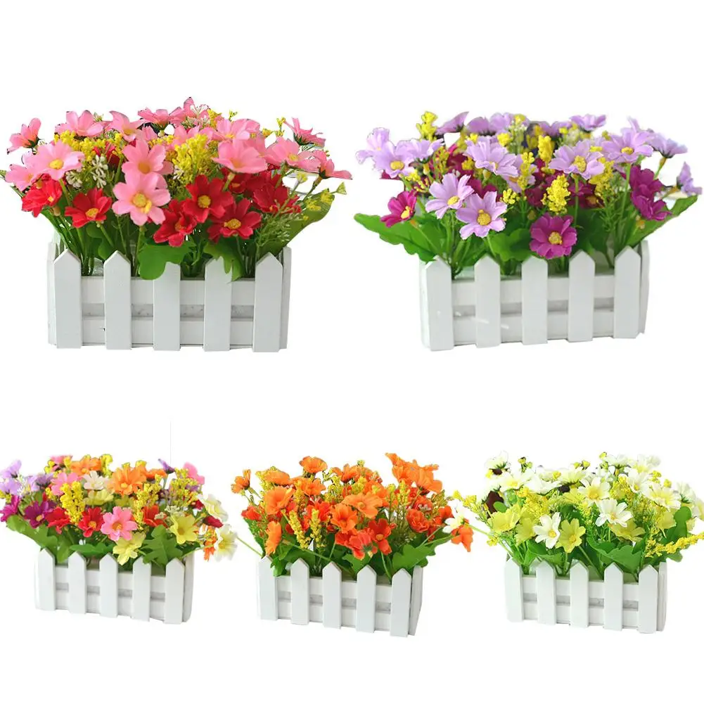1 букет искусственных цветов деревянный забор яркое моделирование цветы для сада