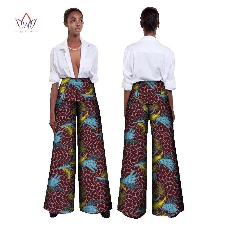 Свободные брюки с высокой талией из ткани воском в африканском стиле размера