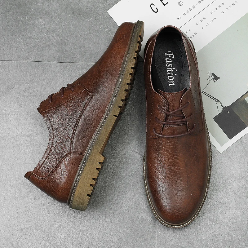 Туфли-оксфорды мужские кожаные на шнуровке весна-осень | Обувь