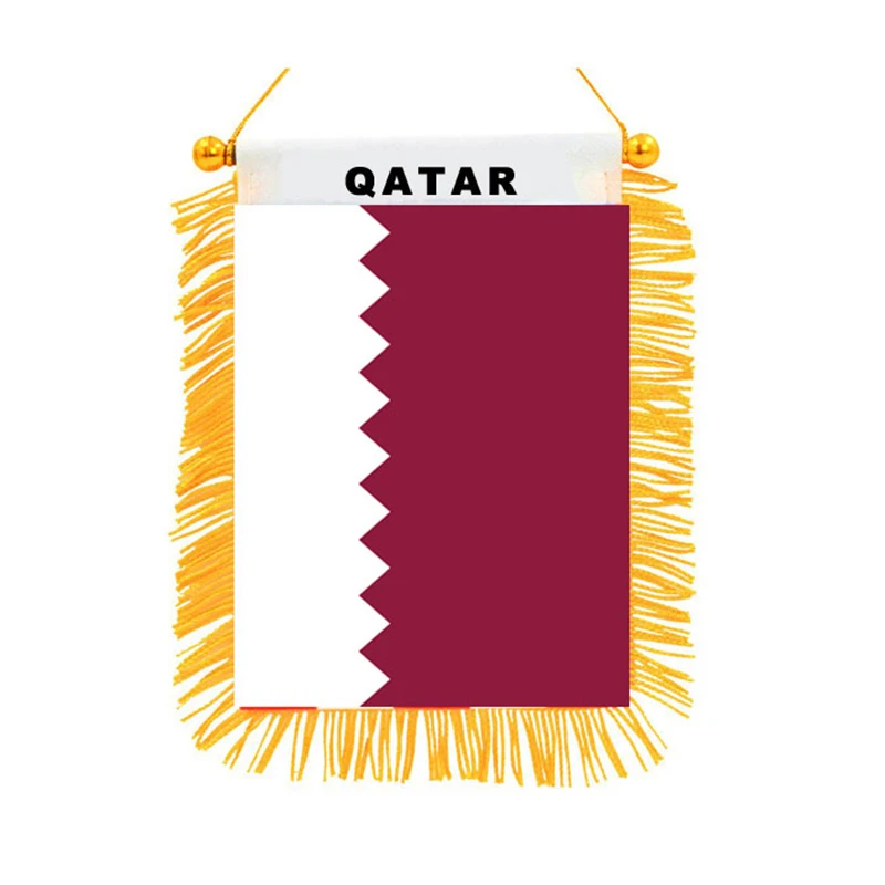 

QATAR Double Sided Black-out Hanging Flag High Quality Printed Home Decor Mini Flags