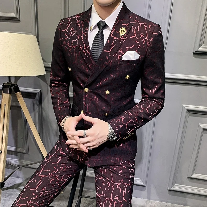 

Suit, Korean fashion, handsome and double breasted LAPEL SUIT, leisure dress