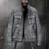 2019 new mens gray b3 shearling jacket sheepskin coat motorcycle fur coat thick leather jacket mens winter coats