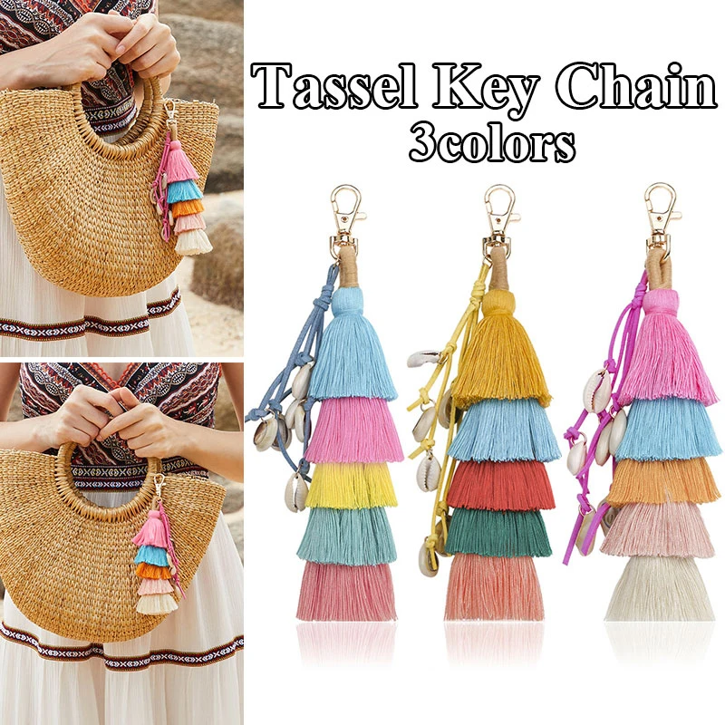 

Exquisite Tassel Keychain Fashionable Fringed Plush Pendants Shell Pendants Multifunctional Bag Ornaments Leisure Bag Accessory