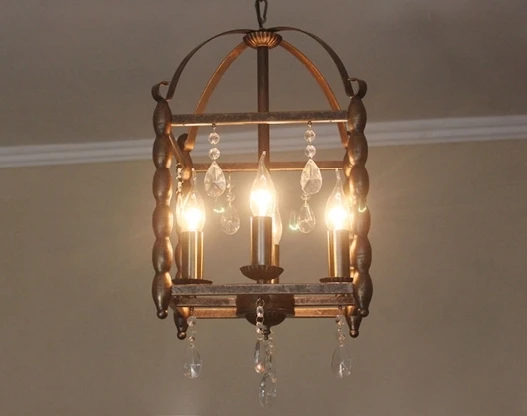 

Loft Mediterranean American Style Rural Crystal Retro Iron House Pendant Light Restaurant Bar Living Room Hanglamp luminaire