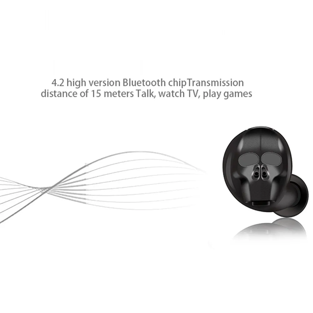 Новый черепа Bluetooth гарнитура HD стерео Беспроводной наушники С микрофоном Шум