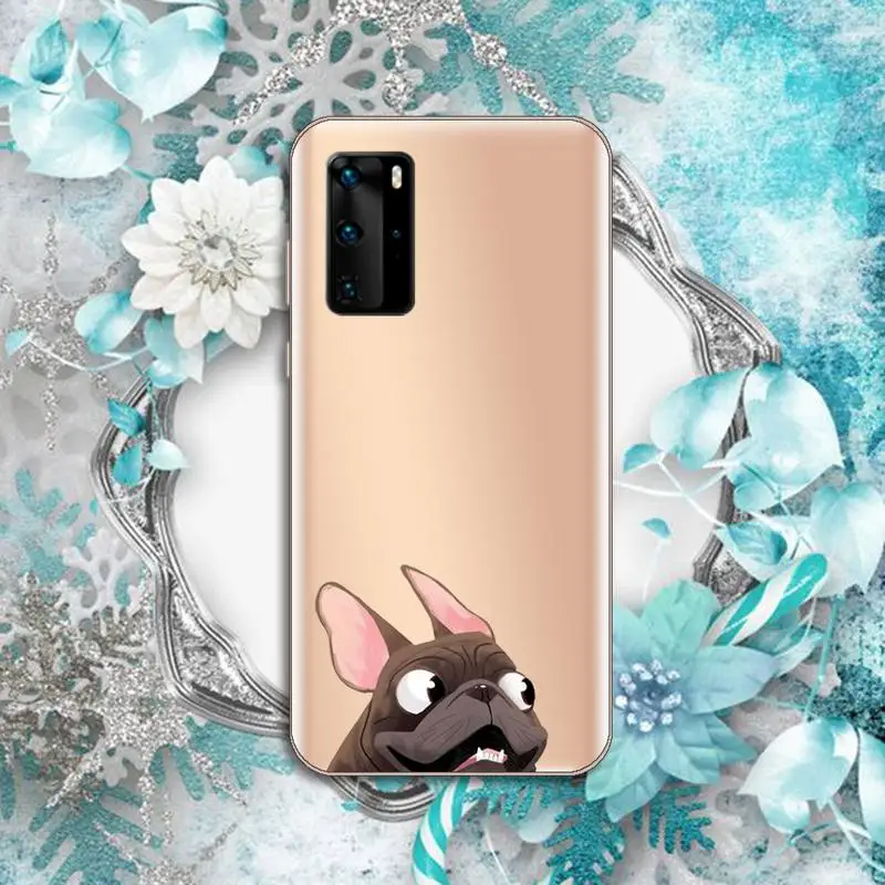 

Lovely French Bulldog cartoon animal Phone Case Transparent for Huawei P honor 8 10i 20 30 40 smart 2019