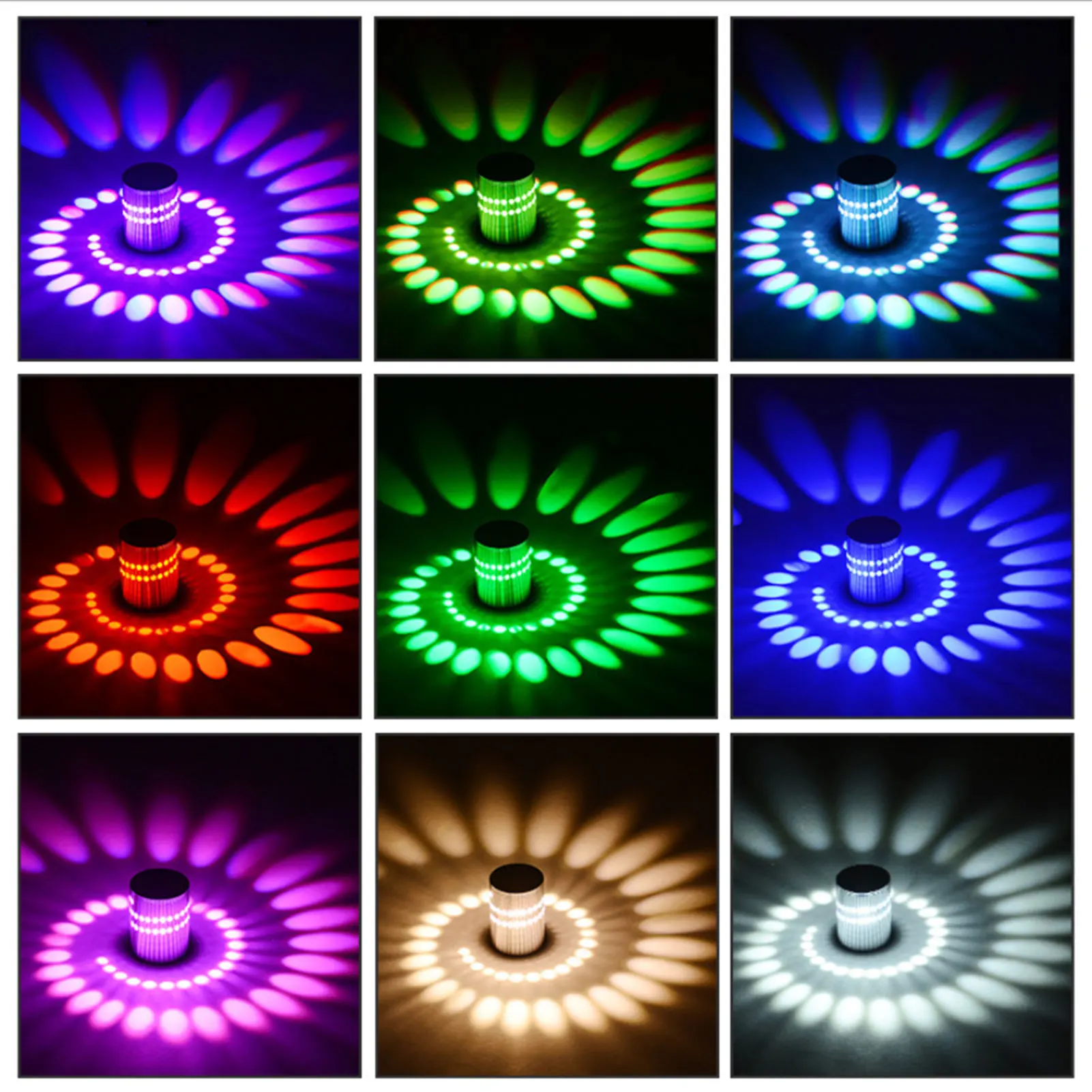 

Professional Aluminum Wall Lamp Spiral Light 3W Multi-hole Porch Light Corridor KTV Background Wall Lamp