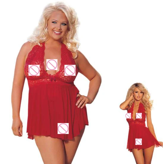 Женское кружевное нижнее белье комплект Babydoll больших размеров красное