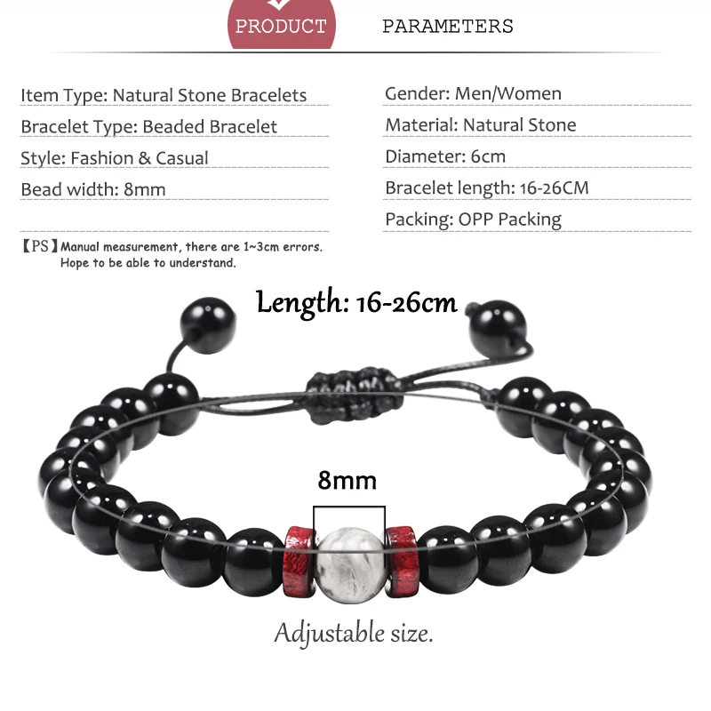 Плетеный браслет ручной работы из черного натурального камня браслеты Будды