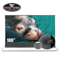 VIVIDSTORM 100 Inch Motorized Retractable Screen With Perforate Acoustically Transparent ALR Material For  Long Throw Projector