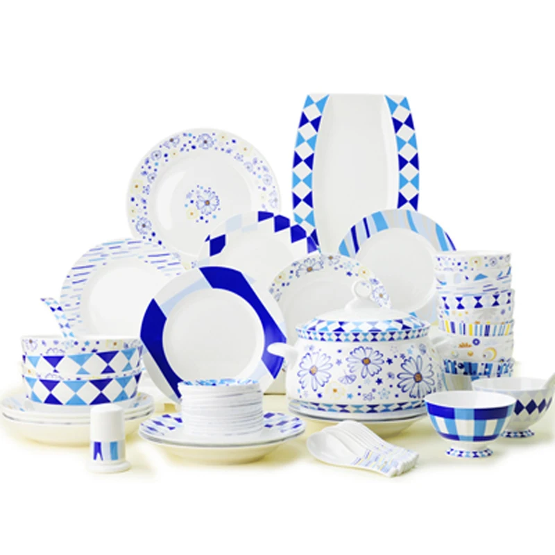 Набор керамической посуды 46 шт. плоские тарелки миски суп ложки Роскошный Дизайн