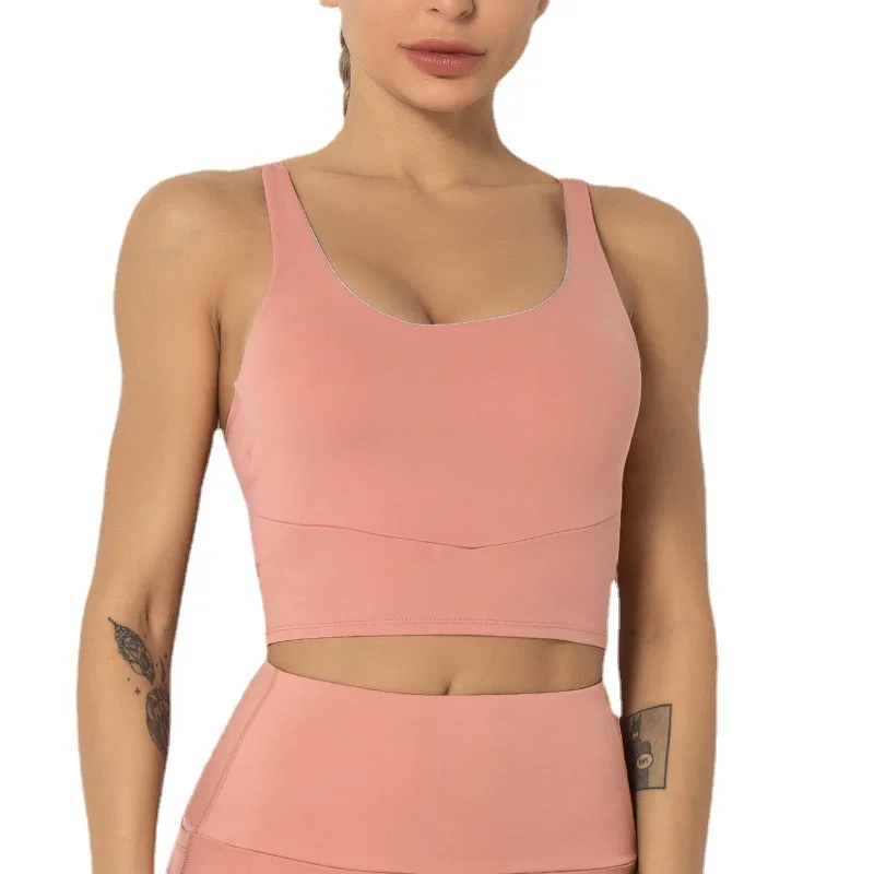 

New Cross Sports Bra Women Breathable Sports Underwear Casual Summer Yoga Vest Double Shoulder Solid Color Strap Crop Top