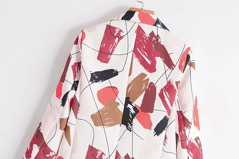 

Women 2020 Fashion Office Wear Single Breasted Print Blazer Coat Vintage Long Sleeve Pockets Female Outerwear Chic Tops C348